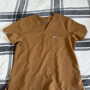 FIGS Brown V-Neck Shirt